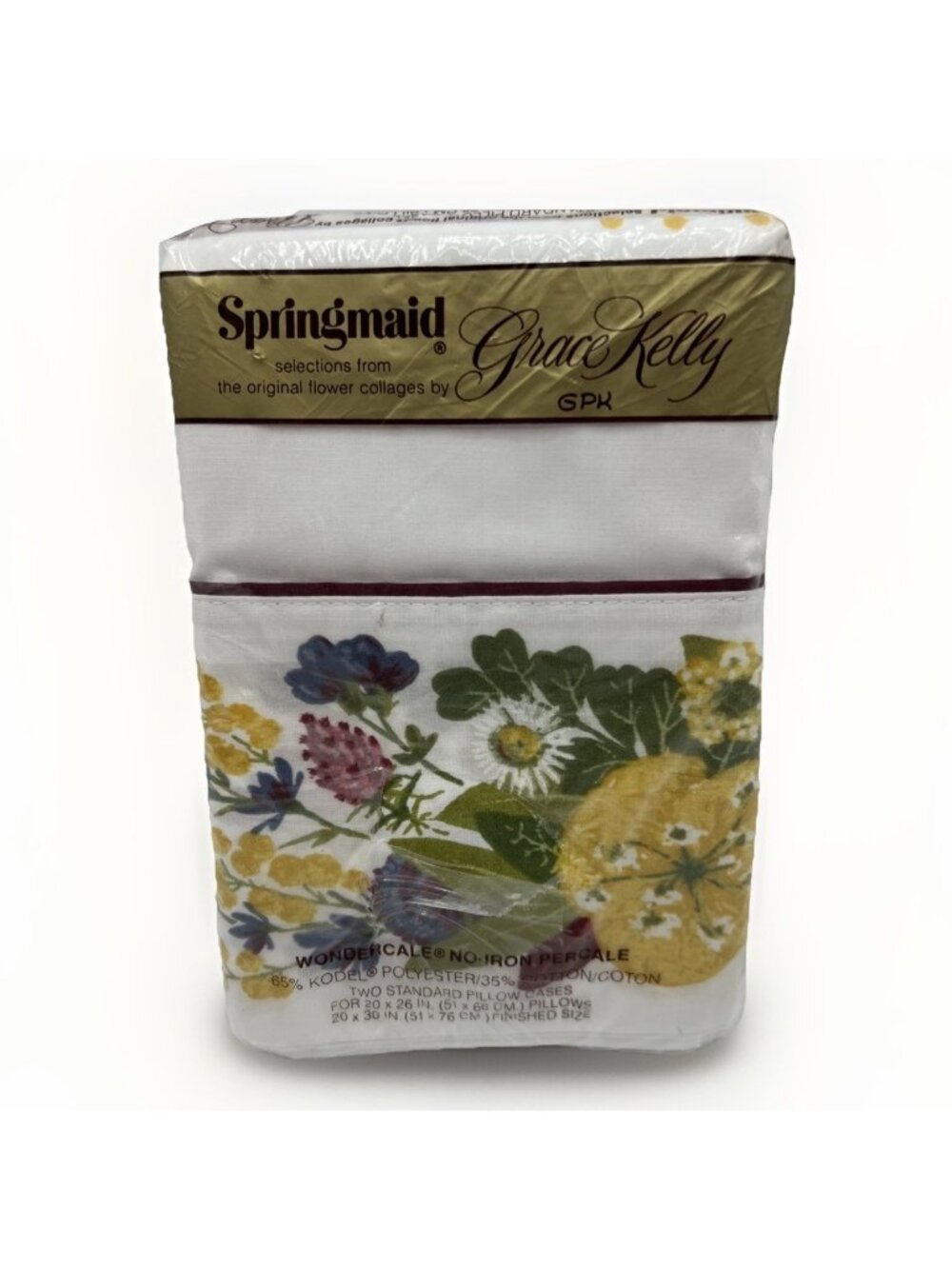 Springmaid Grace Kelley Pillowcases Floral Green Gold Yellow Burgundy